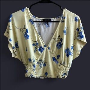 F21 Yellow Floral Blouse